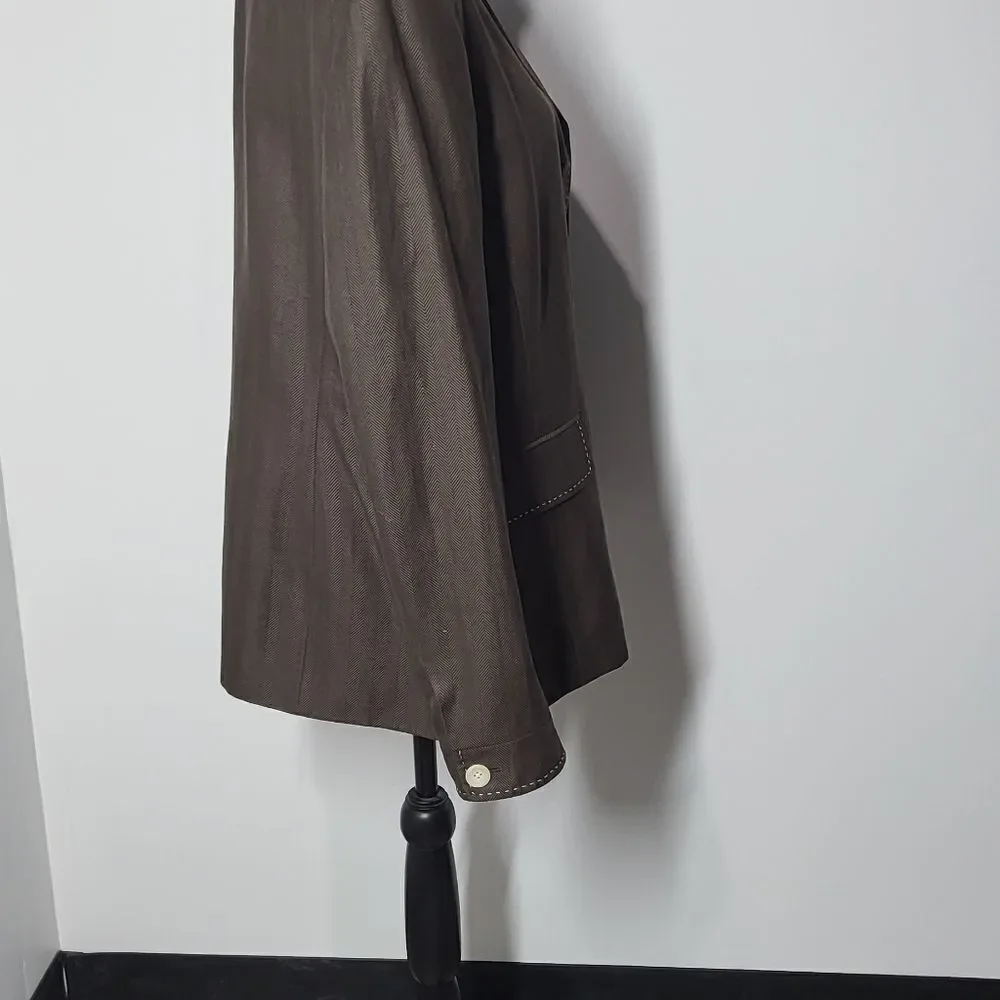 Ellen Tracy / Linda Allard Wool, Linen & Silk Blend Brown Jacket